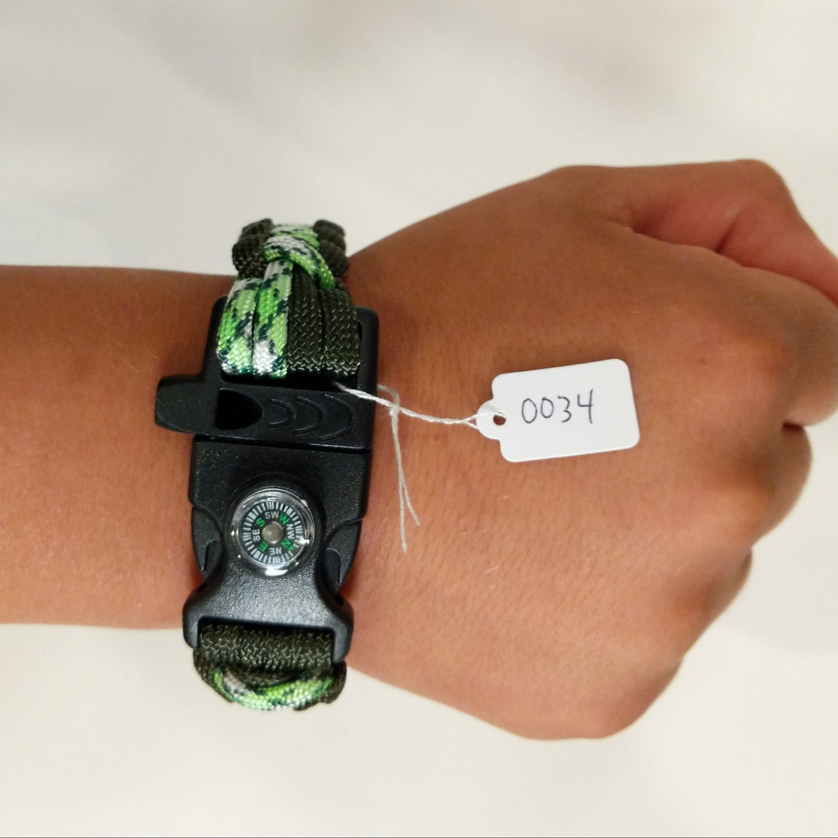 0034 Double Greens Compass and Whistle Paracord Bracelet