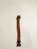 0027 Black and Orange Compass and Whistle Paracord Bracelet
