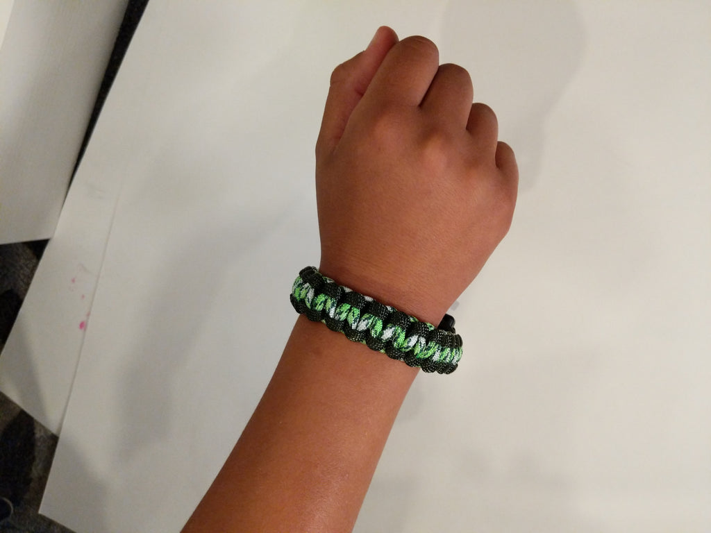 0034 Double Greens Compass and Whistle Paracord Bracelet