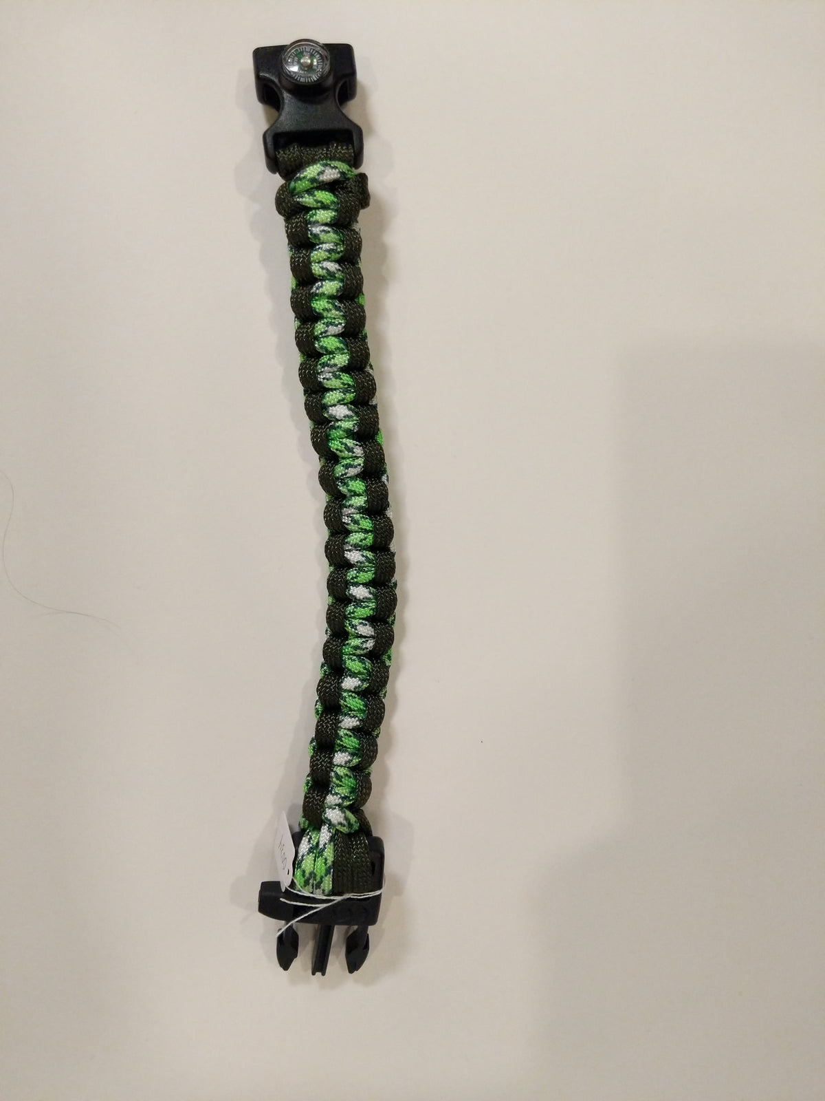 0034 Double Greens Compass and Whistle Paracord Bracelet