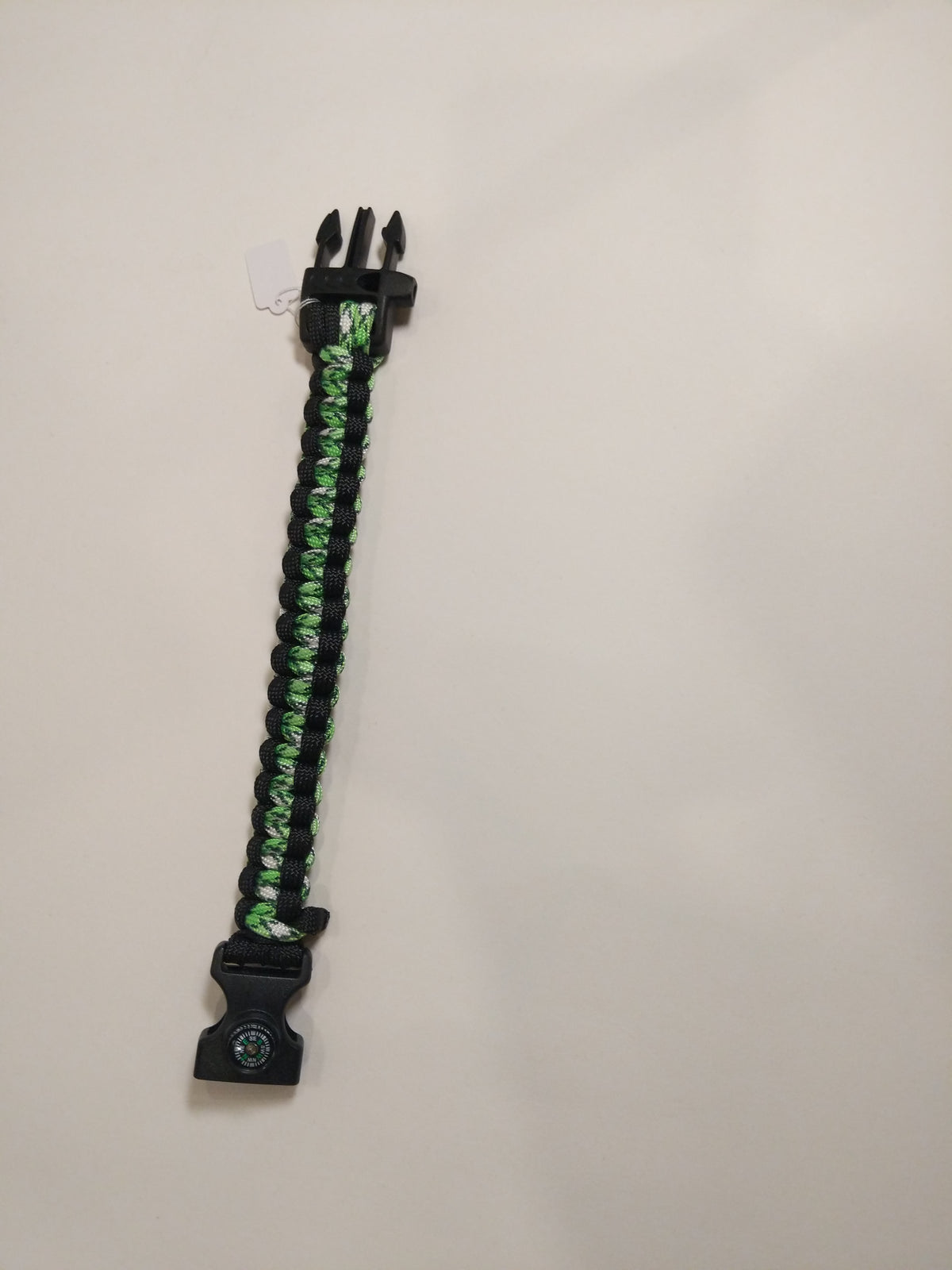 0030 Green and Black Compass and Whistle Paracord Bracelet